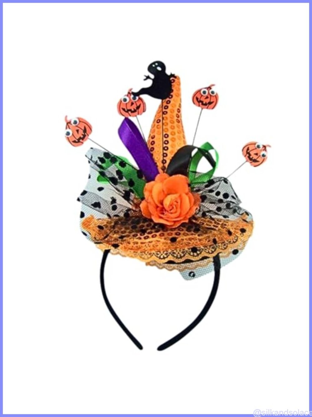 Witch Hat Headband Halloween Dress Up Accessory Fabric Tulle